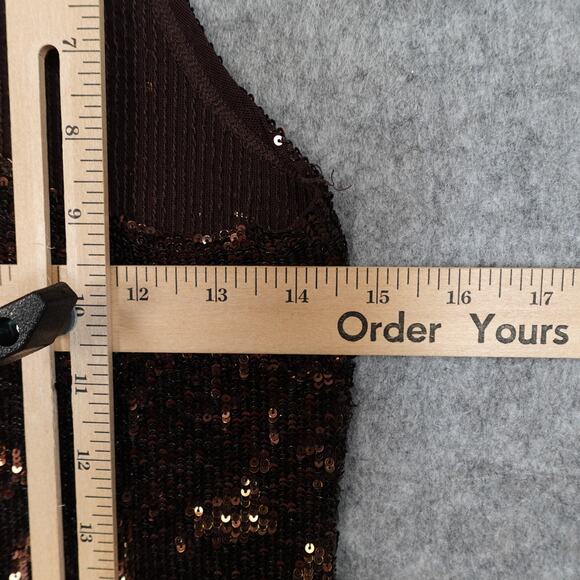 Tory Burch Top Womens XS? All Over Sequin Racerback Tank Brown Shimmer - Picture 6 of 8